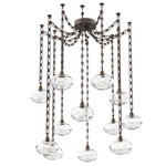 Coppa Rectangular Chain Swag Chandelier - Flat Bronze / Optic Clear