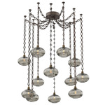 Coppa Diamond Chain Swag Chandelier - Flat Bronze / Optic Smoke