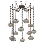 Coppa Oval Chain Swag Chandelier - Flat Bronze / Optic Smoke
