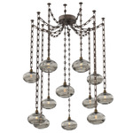 Coppa Rectangular Chain Swag Chandelier - Flat Bronze / Optic Smoke