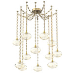 Coppa Diamond Chain Swag Chandelier - Gilded Brass / Optic Amber
