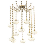 Coppa Rectangular Chain Swag Chandelier - Gilded Brass / Optic Amber