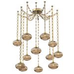 Coppa Oval Chain Swag Chandelier - Gilded Brass / Optic Bronze