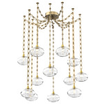 Coppa Rectangular Chain Swag Chandelier - Gilded Brass / Optic Clear