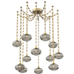Coppa Rectangular Chain Swag Chandelier - Gilded Brass / Optic Smoke