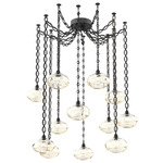 Coppa Oval Chain Swag Chandelier - Matte Black / Optic Amber