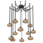 Coppa Oval Chain Swag Chandelier - Matte Black / Optic Bronze