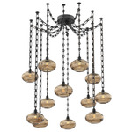 Coppa Rectangular Chain Swag Chandelier - Matte Black / Optic Bronze