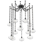 Coppa Rectangular Chain Swag Chandelier - Matte Black / Optic Clear