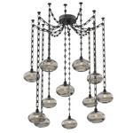 Coppa Rectangular Chain Swag Chandelier - Matte Black / Optic Smoke