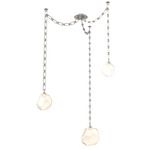 Gem Rectangular Chain Swag Chandelier - Beige Silver / Amber