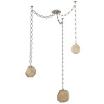 Gem Oval Chain Swag Chandelier - Beige Silver / Bronze