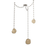 Gem Rectangular Chain Swag Chandelier - Beige Silver / Bronze