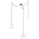 Gem Diamond Chain Swag Chandelier - Beige Silver / Clear