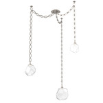 Gem Oval Chain Swag Chandelier - Beige Silver / Clear