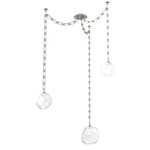 Gem Rectangular Chain Swag Chandelier - Beige Silver / Clear
