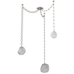 Gem Oval Chain Swag Chandelier - Beige Silver / Smoke
