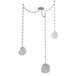 Gem Rectangular Chain Swag Chandelier - Beige Silver / Smoke