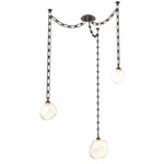 Gem Rectangular Chain Swag Chandelier - Flat Bronze / Amber