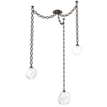 Gem Oval Chain Swag Chandelier - Flat Bronze / Clear