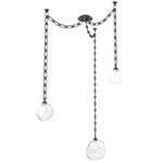 Gem Rectangular Chain Swag Chandelier - Flat Bronze / Clear