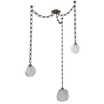 Gem Rectangular Chain Swag Chandelier - Flat Bronze / Smoke