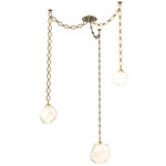 Gem Oval Chain Swag Chandelier - Gilded Brass / Amber