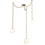 Gem Rectangular Chain Swag Chandelier - Gilded Brass / Amber