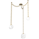 Gem Oval Chain Swag Chandelier - Gilded Brass / Clear