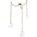 Gem Rectangular Chain Swag Chandelier - Gilded Brass / Clear