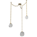 Gem Rectangular Chain Swag Chandelier - Gilded Brass / Smoke