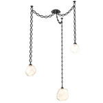 Gem Oval Chain Swag Chandelier - Matte Black / Amber