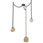 Gem Oval Chain Swag Chandelier - Matte Black / Bronze