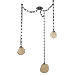 Gem Rectangular Chain Swag Chandelier - Matte Black / Bronze