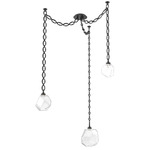 Gem Oval Chain Swag Chandelier - Matte Black / Clear