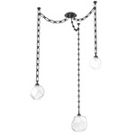 Gem Rectangular Chain Swag Chandelier - Matte Black / Clear