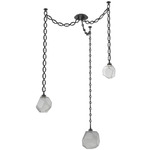 Gem Oval Chain Swag Chandelier - Matte Black / Smoke