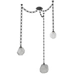 Gem Rectangular Chain Swag Chandelier - Matte Black / Smoke