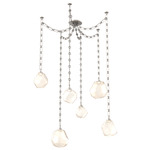 Gem Rectangular Chain Swag Chandelier - Beige Silver / Amber
