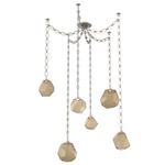 Gem Oval Chain Swag Chandelier - Beige Silver / Bronze