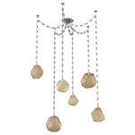 Gem Rectangular Chain Swag Chandelier - Beige Silver / Bronze