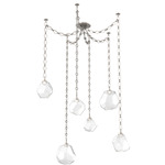 Gem Diamond Chain Swag Chandelier - Beige Silver / Clear