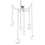 Gem Rectangular Chain Swag Chandelier - Beige Silver / Clear