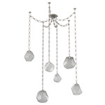 Gem Diamond Chain Swag Chandelier - Beige Silver / Smoke