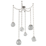 Gem Oval Chain Swag Chandelier - Beige Silver / Smoke