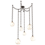 Gem Diamond Chain Swag Chandelier - Flat Bronze / Amber