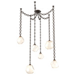 Gem Oval Chain Swag Chandelier - Flat Bronze / Amber