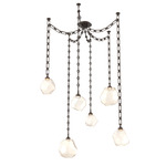 Gem Rectangular Chain Swag Chandelier - Flat Bronze / Amber