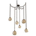 Gem Oval Chain Swag Chandelier - Flat Bronze / Bronze