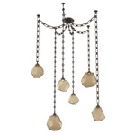 Gem Rectangular Chain Swag Chandelier - Flat Bronze / Bronze